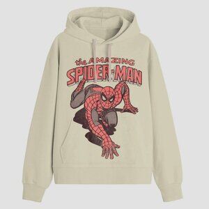 NEW! "The Amazing Spider-Man" Spiderman Pullover Sweatshirt Hoodie, Light Beige